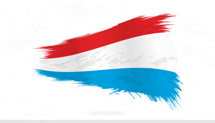 Luxembourg National Flag with Textured Brush Strokes.