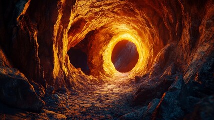 A cave with a large hole in the middle