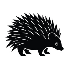 hedgehog vector illustration silhouette on white background