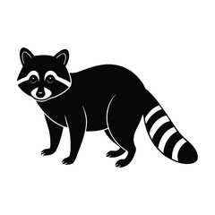 raccoon walking vector illustration silhouette on white background
