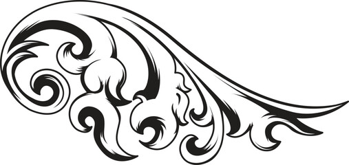 an intricate vintage ornament with elegant baroque-style swirls and floral accents. Perfect for classic designs, decorations, or patterns. Transparent background included.