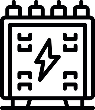 recommend clip art: Power distribution transformer distributing energy, depicted in a simple outline icon style