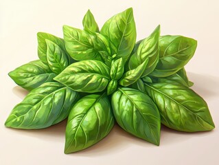 Fototapeta premium A vibrant bunch of fresh basil leaves arranged artistically.