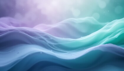Abstract Blue Green Wave Landscape Artwork