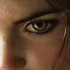 Fototapeta premium Nahaufnahme eines Frauengesichts, Fokus auf die Augen, ausdrucksstark, emotional, detailliert