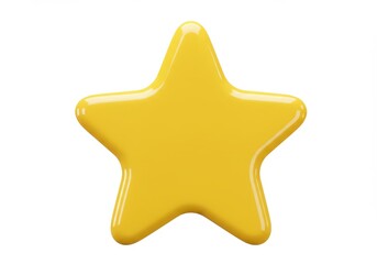 A 3D representation of a shiny yellow star with a smooth and glossy surface isolated on white background
