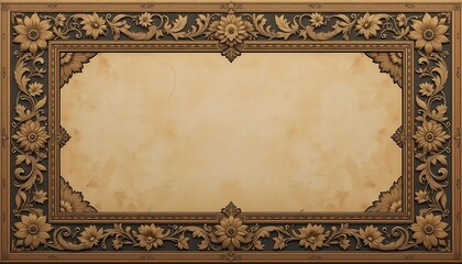 Ornate Floral Frame Enclosing Beige Parchment