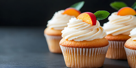 Delicious peach cupcakes with creamy frosting, a perfect summer treat!  Sweet and delightful, ideal for celebrations or a special moment.