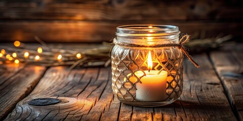 Indulge in tranquility:  A decorative candle in a glass jar for a spa-like home ambiance.