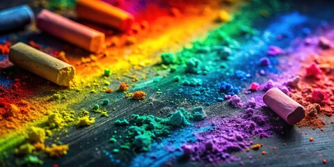 Fototapeta premium Intricate texture of a chalkboard eraser and its chalk dust, captured in a detailed macro photograph.