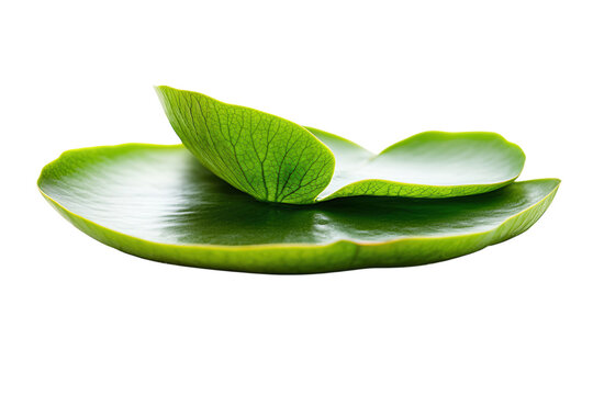A round green lotus leaf with a smooth texture PNG transparent.