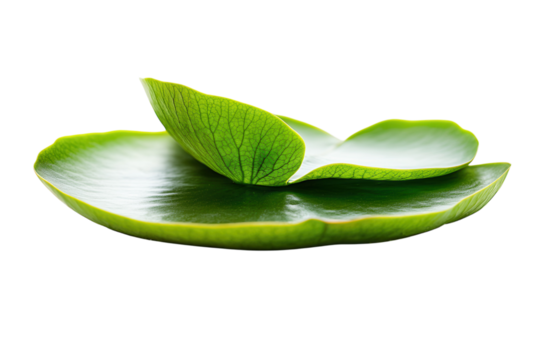 A round green lotus leaf with a smooth texture PNG transparent.