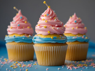 cupcake with frosting and sprinkles