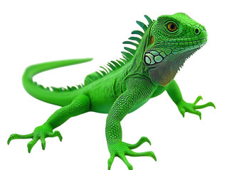 Obraz premium A green iguana with a relaxed pose PNG transparent.
