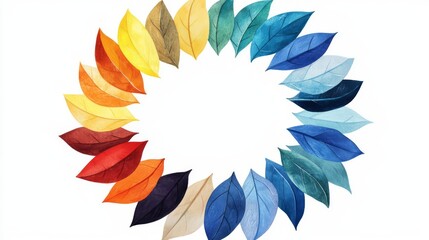 Naklejka premium Colorful leaves arranged in a circular pattern.