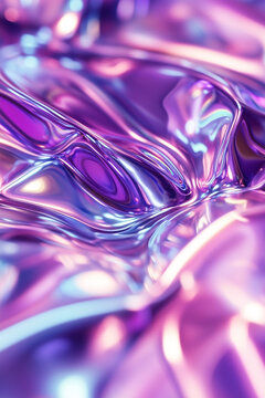 Fondo metalico con acabados holograficos brillantes en purpura y arcoiris morado metalico liquido