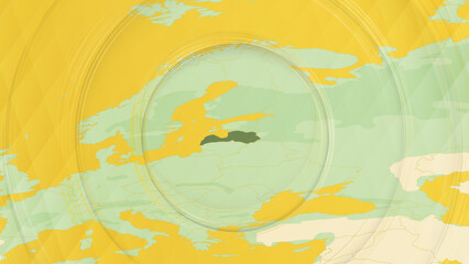 Abstract Map of Latvia and Surrounding Regions with Circular Patterns.