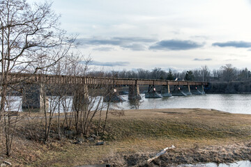 Fototapeta premium A bridge across a river. 