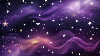 Galaxy-inspired design with stars, nebulae, and a deep purple gradient
