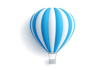 Naklejka premium A vibrant blue and white striped hot air balloon, isolated on white.