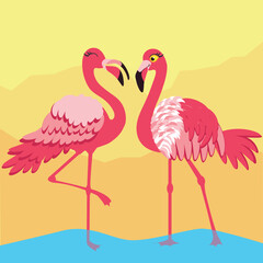 Pink Flamingo Friends against mountain backdrop 