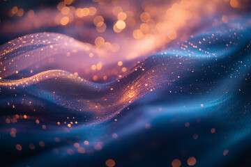 Vibrant gradient overlay featuring soundwaves and shimmering particles in a captivating visual display