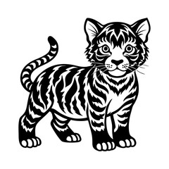 tiger vector cartoon silhouette illustration