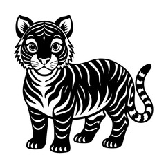 tiger vector cartoon silhouette illustration