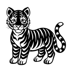 tiger vector cartoon silhouette illustration