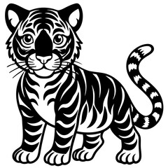 tiger vector cartoon silhouette illustration