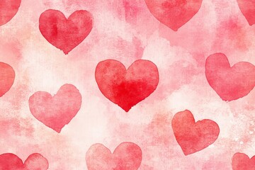 Fototapeta premium Colorful heart patterns create a romantic atmosphere for celebrations and events in soft watercolor style