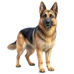 German Shepherd dog 3D illustration isolated on transparent background  
