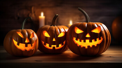 Illuminating Jack-o'-Lanterns: A Spooky Halloween Scene