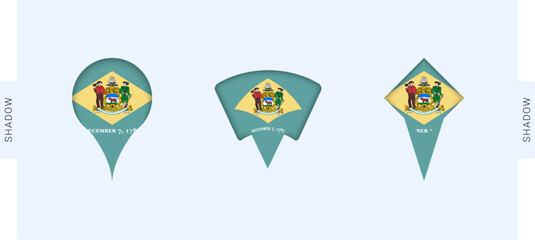 Delaware Map Markers Set. Perfect for projects related to Delaware, travel, geography, and international representation.