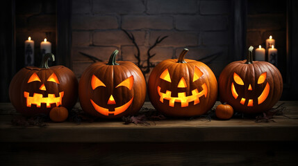 Obraz premium Spooky Jack-o'-Lanterns on Halloween Night