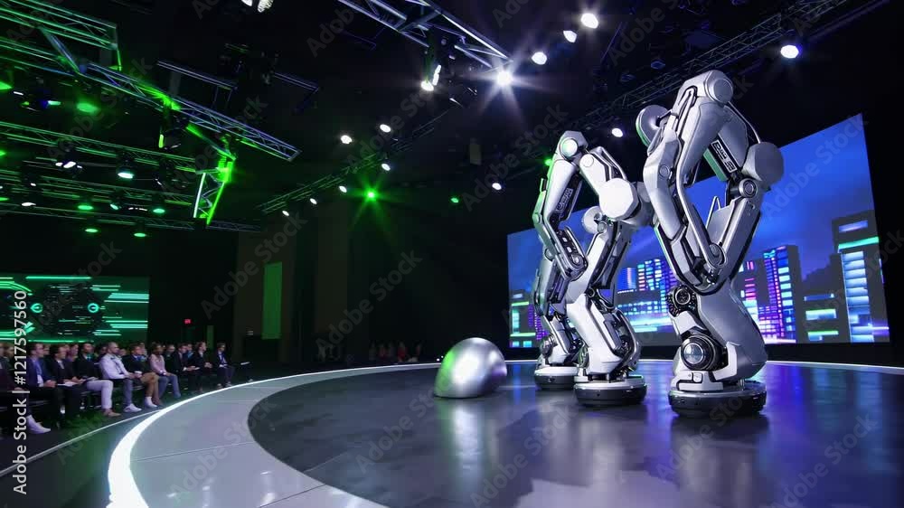 Leinwandbilder exciting robotics presentation showcasing innovative technologies in a modern conference setting