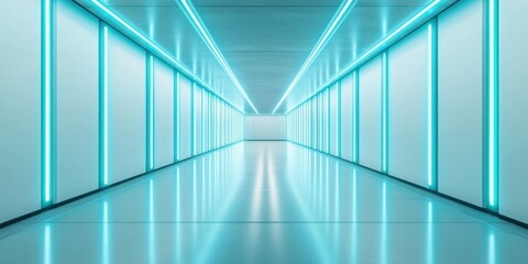 Obraz premium Futuristic hallway lighting modern building architectural image sleek environment wide-angle view innovative design