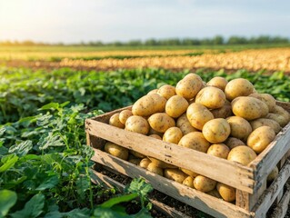 Harvesting potatoes in a vibrant field rural setting agriculture natural light fresh produce