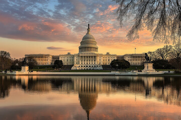 Fototapeta premium The United States Capitol building at sunrise, Washington DC, USA. 