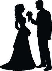 silhouette of bride and groom, Valentine's Day