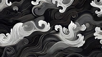 Abstract Black and White Wave Pattern Design