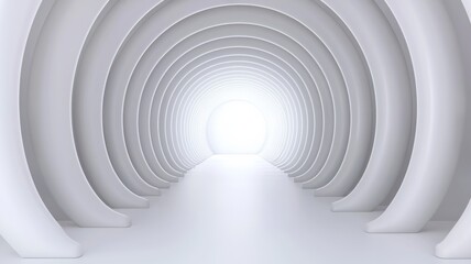 Fototapeta premium Illuminated tunnel pathway abstract space digital art minimalist design perspective view visionary concept