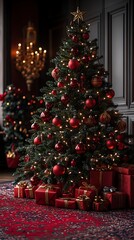 Sparkling christmas tree setting high resolution hd image