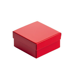 A vibrant red box resting on a clean transparent surface, perfect for special gifts or decorative storage ideas, red box on transparent background