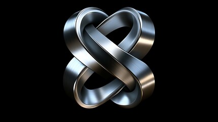 Intertwined Metal Bands Form Abstract Figure Eight