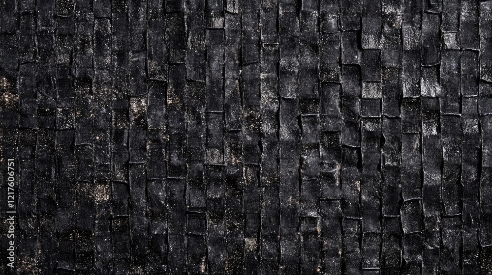 Poster textured black surface background with overlapping rectangular tiles, featuring a rough weathered ap