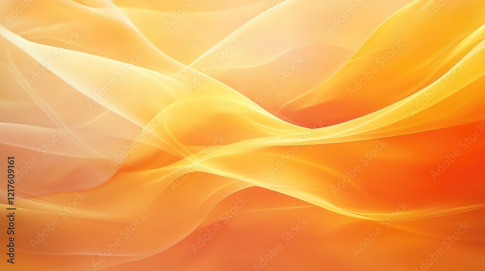 Poster Abstract flowing orange and yellow background with soft waves and gradients featuring ample copy space for text insertion