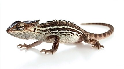 Obraz premium Unique Desert Lizard with Striped Skin on White Background