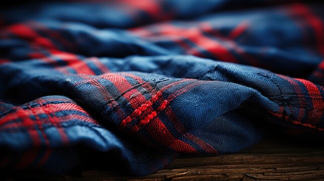 Cozy White, Red and Blue Flannel Plaid Fleece Blanket Rolled Up - Soft Warm Fabric for Winter Comfort