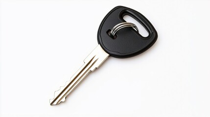 Single Black Key on White Background Isolated for Stock Photography